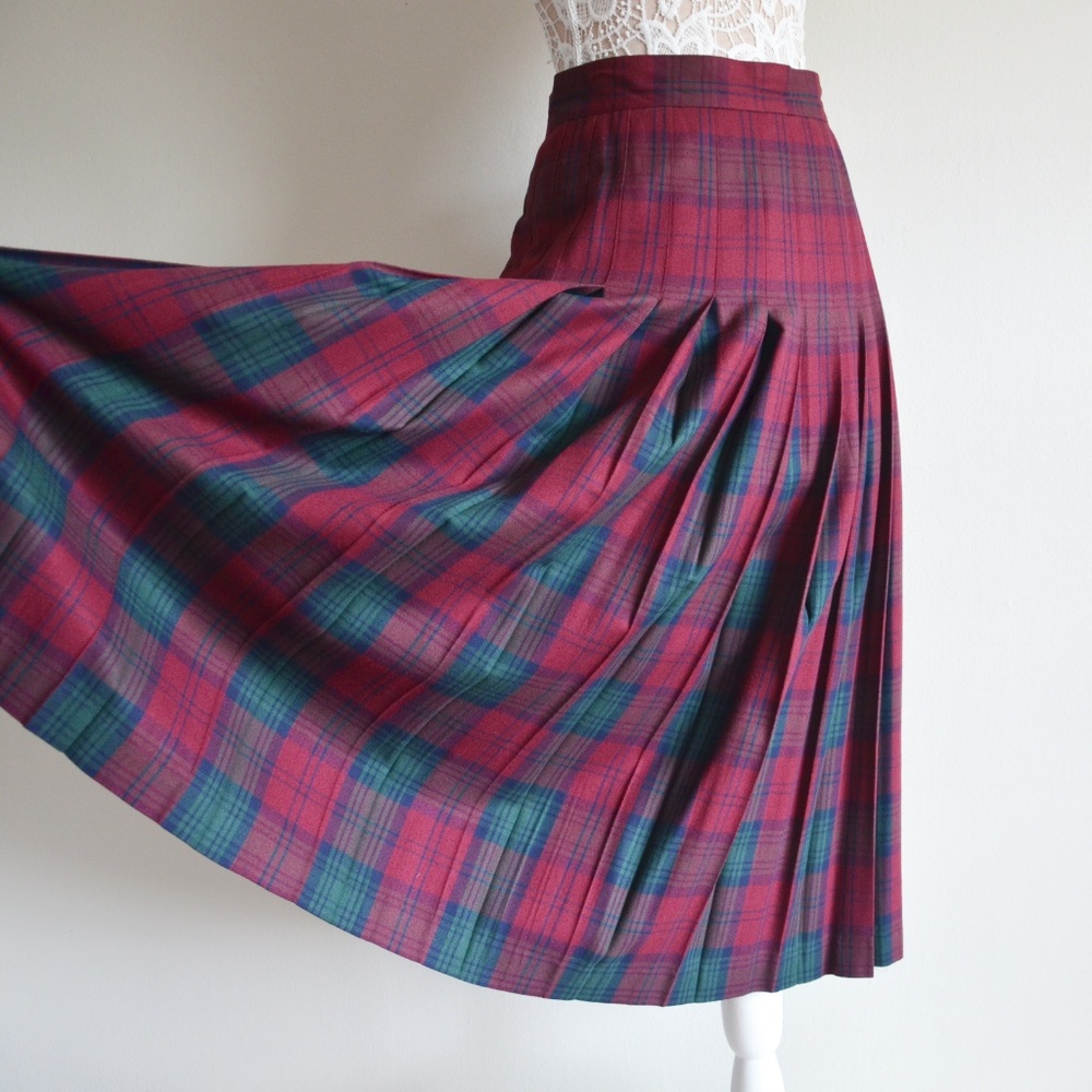 Plaid Midi Skirt in Red and Green